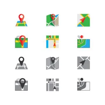 Flat colored location icon Stock Illustration