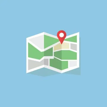 Flat colored location icon, map concept. Stock Illustration