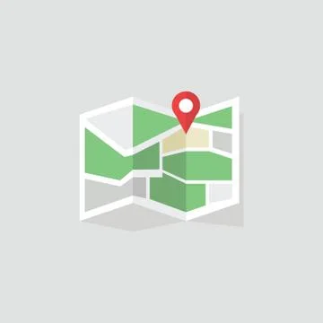 Flat colored location icon, map concept. Stock Illustration