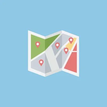 Flat colored location icon, vector, flat design Stock Illustration