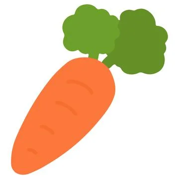 Flat colored orange carrot with leaves Stock Illustration