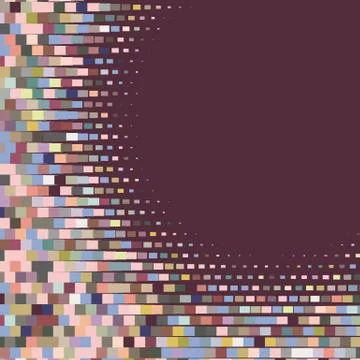 Flat colored ornament with retro halftone styled rectangles 库存插图