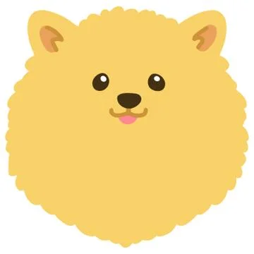 Flat colored Pomeranian front head Stock Illustration