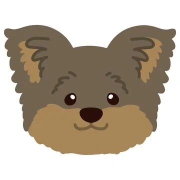 Flat colored simple and adorable Yorkshire Terrier front head illustration Stock Illustration