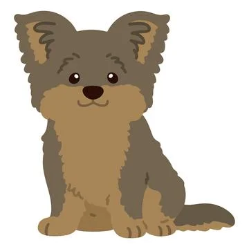 Flat colored simple and adorable Yorkshire Terrier sitting illustration Stock Illustration
