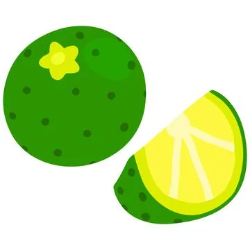Flat colored simple green lime sliced Stock Illustration