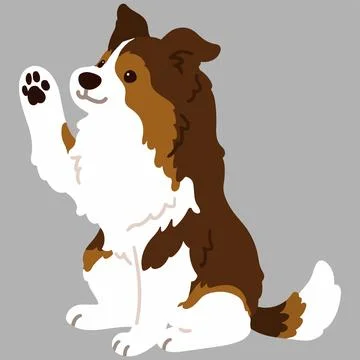 Flat colored simple Shetland Sheepdog sitting and waving Stock Illustration
