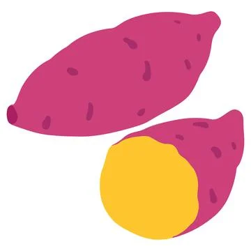 Flat colored simple sweet potatoes Stock Illustration