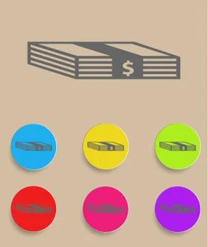 Flat colored simple web icons bundle of banknotes Stock Illustration