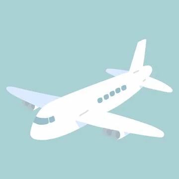 Flat colored simple white airplane Stock Illustration