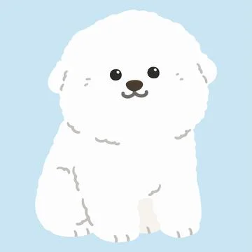 Flat colored white Bichon Frise sitting Stock Illustration