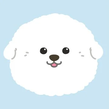 Flat colored white Bichon Frise front face Stock Illustration