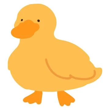 Flat colored yellow simple friendly duck Stock Illustration