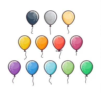Flat colorful balloons set Stock Illustration