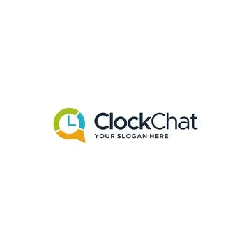 Flat colorful Clock Chat bubble timer Logo design Illustrazione stock