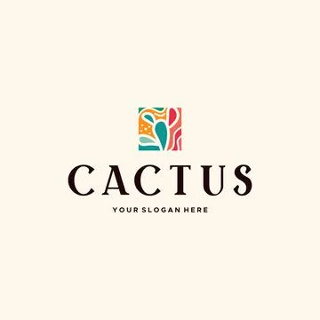 Flat colorful design modern CACTUS logo design Illustrazione stock
