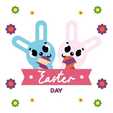 Flat colorful easter background illustration Stock Illustration