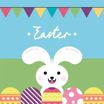 Flat colorful easter background illustration Stock Illustration