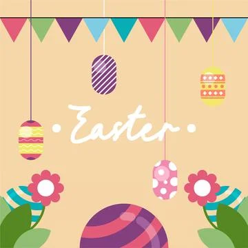 Flat colorful easter background illustration 스톡 일러스트