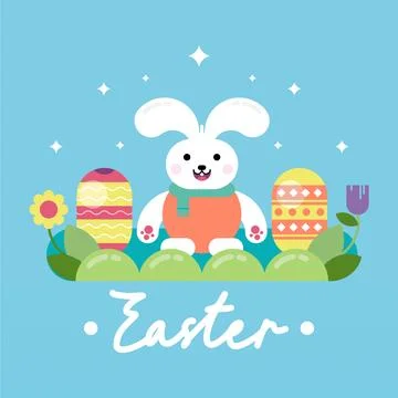 Flat colorful easter background illustration Stock Illustration