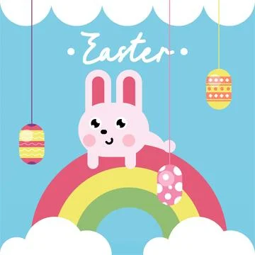 Flat colorful easter background illustration Stock Illustration