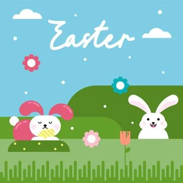 Flat colorful easter background illustration Stock Illustration