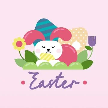 Flat colorful easter background illustration Stock Illustration