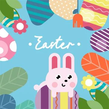 Flat colorful easter background illustration Stockillustratie
