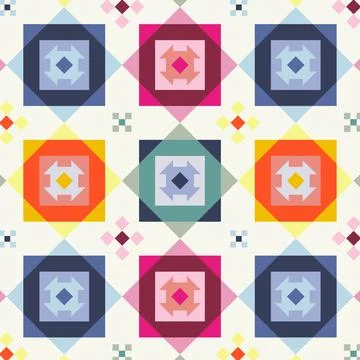 Flat colorful geometric pattern design Stock Illustration