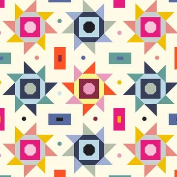 Flat colorful geometric pattern design Stock Illustration