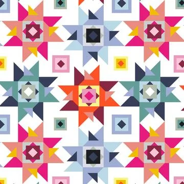 Flat colorful geometric pattern design Stock Illustration