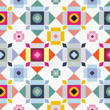 Flat colorful geometric pattern design Stock Illustration