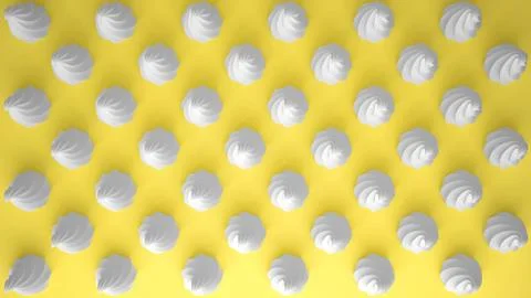 Flat colorful pop art composition with white party cupcakes, bakery goodies,  Stock Illustration