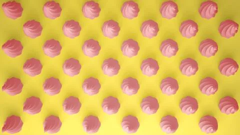 Flat colorful pop art composition with pink party cupcakes, bakery goodies, o Stock Illustration