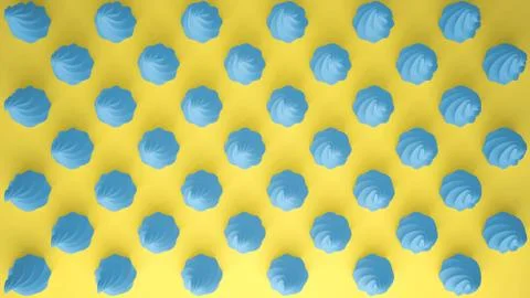 Flat colorful pop art composition with blue party cupcakes, bakery goodies, o Stock Illustration