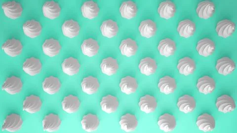 Flat colorful pop art composition with white party cupcakes, bakery goodies,  Stock Illustration