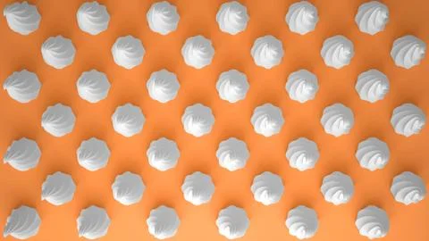 Flat colorful pop art composition with white party cupcakes, bakery goodies,  Stock Illustration