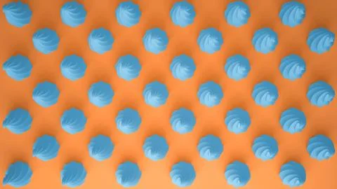 Flat colorful pop art composition with blue party cupcakes, bakery goodies, o Stock Illustration