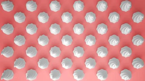 Flat colorful pop art composition with white party cupcakes, bakery goodies,  Stock Illustration