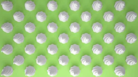 Flat colorful pop art composition with white party cupcakes, bakery goodies,  Stock Illustration