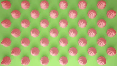 Flat colorful pop art composition with pink party cupcakes, bakery goodies, o Stock Illustration