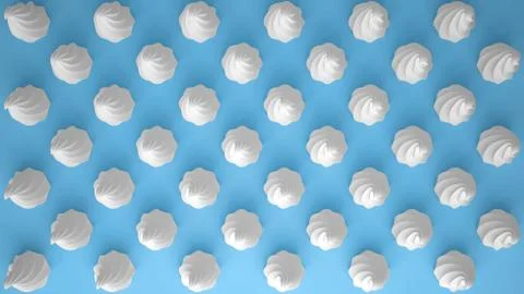 Flat colorful pop art composition with white party cupcakes, bakery goodies,  Stock Illustration