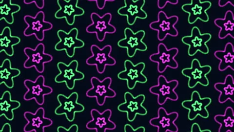 Flat colorful stars pattern in rows on black gradient Stock Footage 235850621