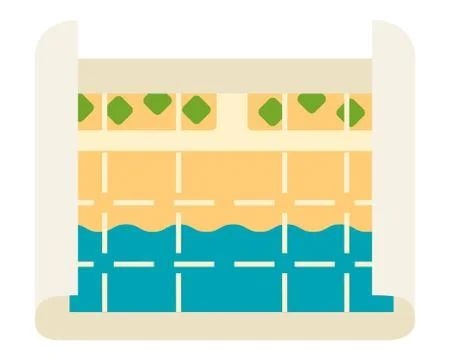 Flat colorful tourist map vector icon. Stock Illustration