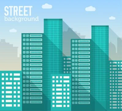 Flat colorful vector sity buildings set. Icons background concep Stock Illustration