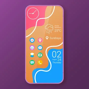 Flat colors user interface widget art smartphone Illustrazione stock