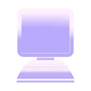 Flat colour illustration of a computer in bright neon color Illustrazione stock