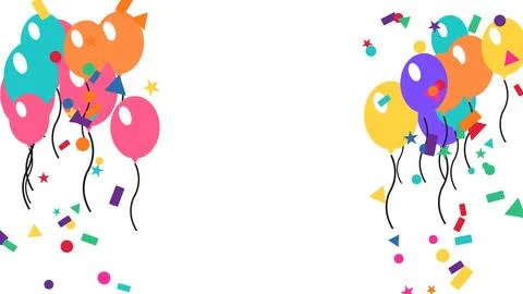 Flat colourful balloons with copy space, wide Stock Illustration