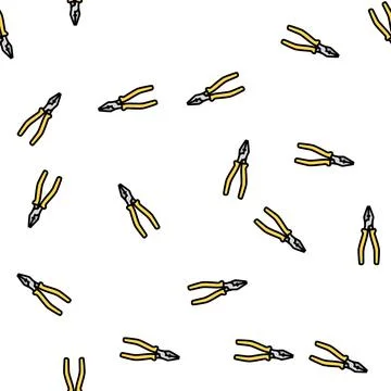 Flat combination pliers vector seamless pattern Stock Illustration