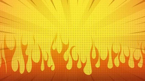 Flat Comic fired orange background Stock Illustration